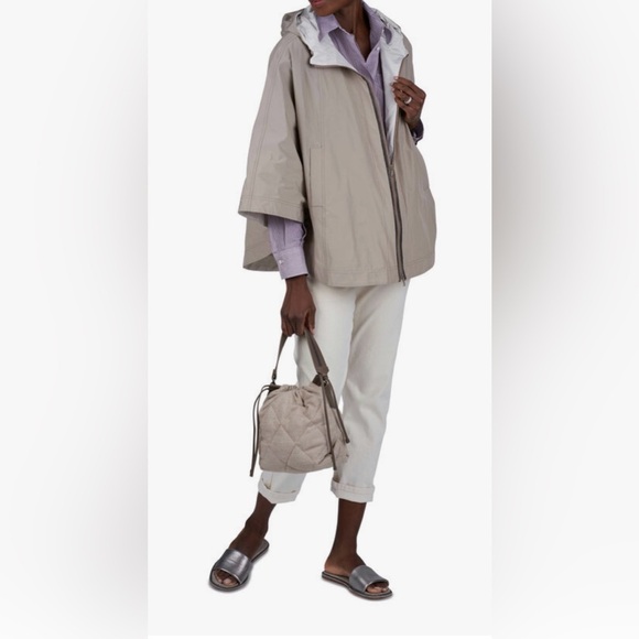 Brunello Cucinelli Jackets & Blazers - Brunello Cucinelli wheat PONCHO Cream One Size Rain Jacket Quiet Luxury